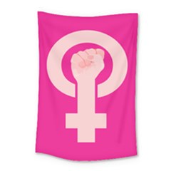 Women Safety Feminist Nail Strong Pink Circle Polka Small Tapestry by Mariart