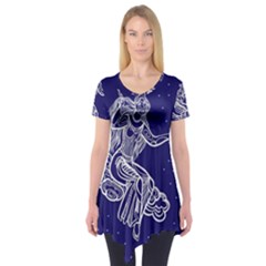 Virgo Zodiac Star Short Sleeve Tunic  by Mariart