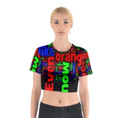 Writing Color Rainbow Cotton Crop Top