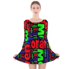 Writing Color Rainbow Long Sleeve Velvet Skater Dress by Mariart