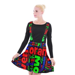 Writing Color Rainbow Suspender Skater Skirt by Mariart