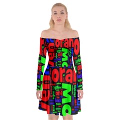 Writing Color Rainbow Off Shoulder Skater Dress by Mariart