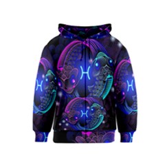 Sign Pisces Zodiac Kids  Zipper Hoodie by Mariart