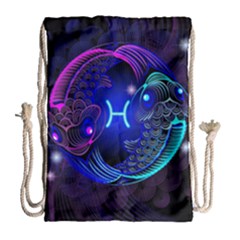 Sign Pisces Zodiac Drawstring Bag (large)