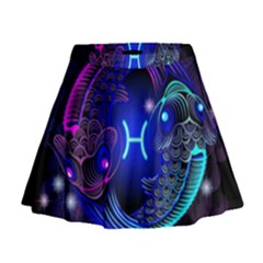 Sign Pisces Zodiac Mini Flare Skirt by Mariart