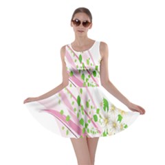 Sunflower Flower Floral Leaf Line Wave Chevron Pink Skater Dress by Mariart