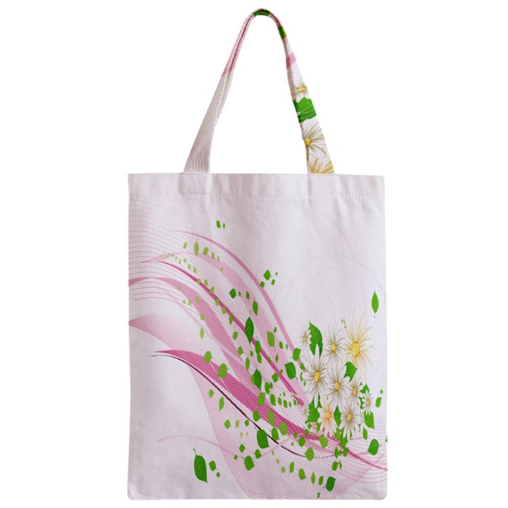 Sunflower Flower Floral Leaf Line Wave Chevron Pink Zipper Classic Tote Bag