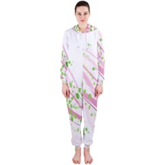 Sunflower Flower Floral Leaf Line Wave Chevron Pink Hooded Jumpsuit (ladies) 