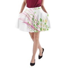 Sunflower Flower Floral Leaf Line Wave Chevron Pink A-line Pocket Skirt by Mariart