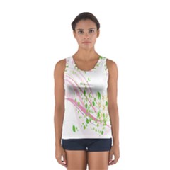 Sunflower Flower Floral Leaf Line Wave Chevron Pink Women s Sport Tank Top  by Mariart