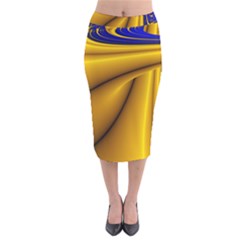 Waves Wave Chevron Gold Blue Paint Space Sky Velvet Midi Pencil Skirt by Mariart