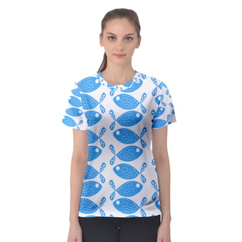 Fish Pattern Background Women s Sport Mesh Tee by Nexatart