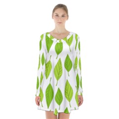 Spring Pattern Long Sleeve Velvet V-neck Dress by Nexatart