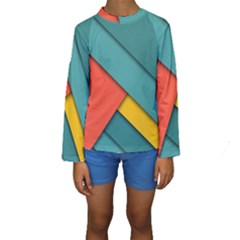 Color Schemes Material Design Wallpaper Kids  Long Sleeve Swimwear by Nexatart