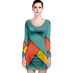 Color Schemes Material Design Wallpaper Long Sleeve Bodycon Dress by Nexatart