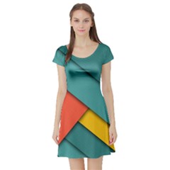 Color Schemes Material Design Wallpaper Short Sleeve Skater Dress by Nexatart