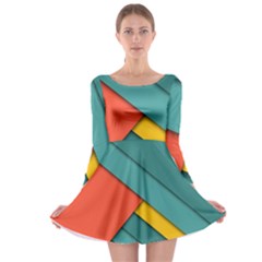 Color Schemes Material Design Wallpaper Long Sleeve Skater Dress by Nexatart