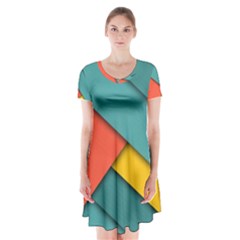 Color Schemes Material Design Wallpaper Short Sleeve V-neck Flare Dress by Nexatart