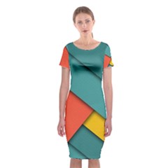 Color Schemes Material Design Wallpaper Classic Short Sleeve Midi Dress by Nexatart