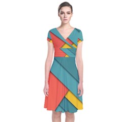 Color Schemes Material Design Wallpaper Short Sleeve Front Wrap Dress by Nexatart