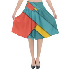 Color Schemes Material Design Wallpaper Flared Midi Skirt by Nexatart