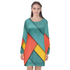 Color Schemes Material Design Wallpaper Long Sleeve Chiffon Shift Dress  by Nexatart