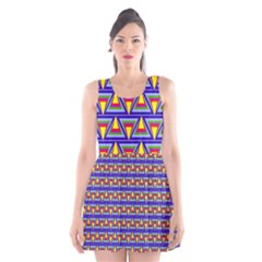 Seamless Prismatic Pythagorean Pattern Scoop Neck Skater Dress by Nexatart