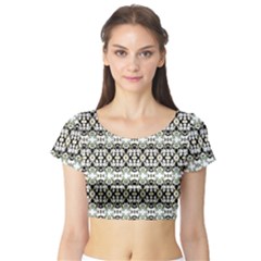 Abstract Camouflage Short Sleeve Crop Top (tight Fit) by dflcprints