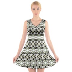 Abstract Ethnic Camouflage V-neck Sleeveless Skater Dress by dflcprintsclothing