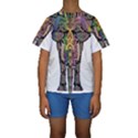 Prismatic Floral Pattern Elephant Kids  Short Sleeve Swimwear View1