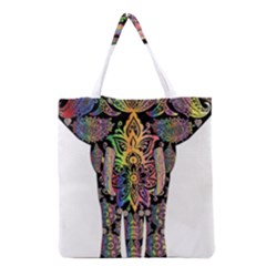 Prismatic Floral Pattern Elephant Grocery Tote Bag by Nexatart