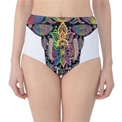 Prismatic Floral Pattern Elephant High-waist Bikini Bottoms by Nexatart