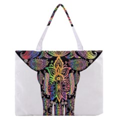 Prismatic Floral Pattern Elephant Medium Zipper Tote Bag by Nexatart