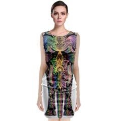 Prismatic Floral Pattern Elephant Sleeveless Velvet Midi Dress by Nexatart