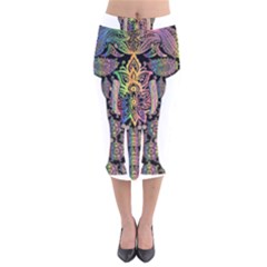 Prismatic Floral Pattern Elephant Velvet Midi Pencil Skirt by Nexatart