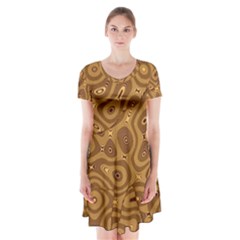 Giraffe Remixed Short Sleeve V-neck Flare Dress by Nexatart