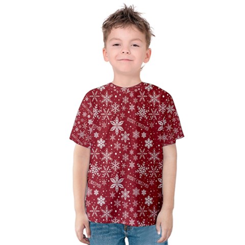 Merry Christmas Pattern Kids  Cotton Tee by Nexatart