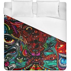 Abstract Psychedelic Face Nightmare Eyes Font Horror Fantasy Artwork Duvet Cover (king Size) by Nexatart