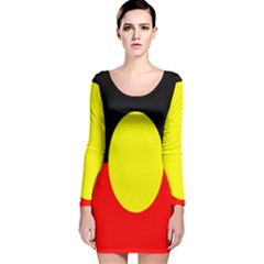 Flag Of Australian Aborigines Long Sleeve Velvet Bodycon Dress by Nexatart