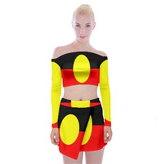 Flag Of Australian Aborigines Off Shoulder Top With Skirt Set by Nexatart