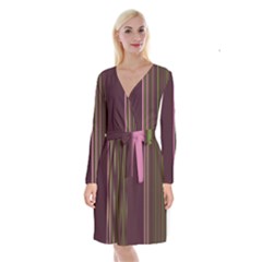 Lines Long Sleeve Velvet Front Wrap Dress by ValentinaDesign