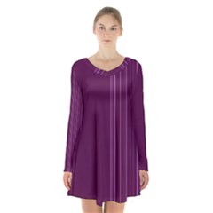 Lines Long Sleeve Velvet V-neck Dress by ValentinaDesign