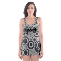 Abstract Grey End Of Day Skater Dress Swimsuit by Ivana