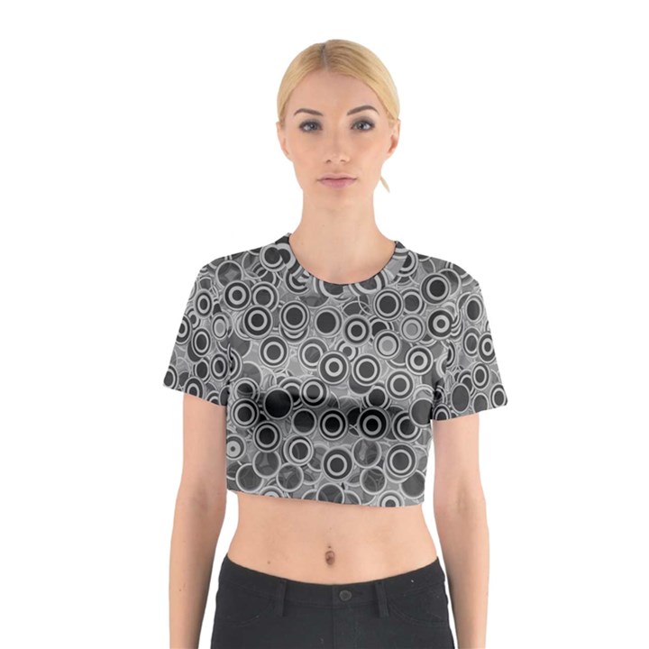 Abstract Grey End Of Day Cotton Crop Top