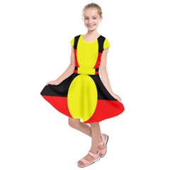 Flag Of Australian Aborigines Kids  Short Sleeve Dress by Nexatart