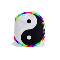 Rainbow Around Yinyang Drawstring Pouches (large)  by Nexatart