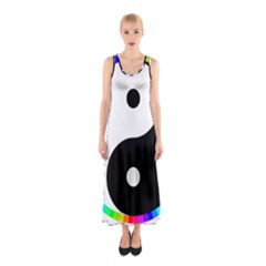 Rainbow Around Yinyang Sleeveless Maxi Dress