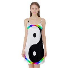 Rainbow Around Yinyang Satin Night Slip