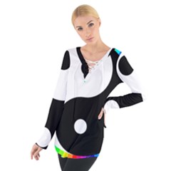 Rainbow Around Yinyang Women s Tie Up Tee