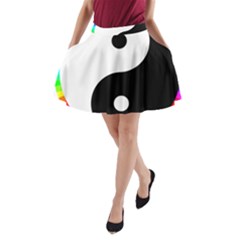 Rainbow Around Yinyang A-Line Pocket Skirt